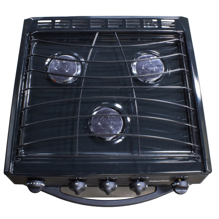 RV Range - Suburban Gas Range 17 inch Black, 3106A