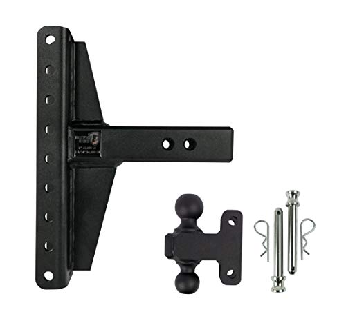 BulletProof Hitches 2.5" Adjustable Extreme Duty (36,000lb Rating) Offset 4" & 6" Drop/Rise Trailer Hitch with 2" and 2 5/16" Dual Ball (Black Textured Powder Coat, Solid Steel)