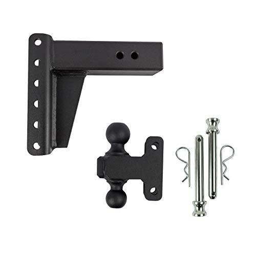 BulletProof Hitches 3.0" Adjustable Heavy Duty (22,000lb Rating) 6" Drop/Rise Trailer Hitch with 2" and 2 5/16" Dual Ball (Black Textured Powder Coat, Solid Steel)