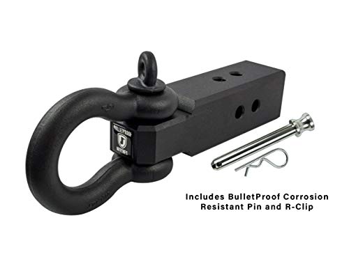 BulletProof Hitches 3.0" Extreme Duty Receiver Shackle (30,000lb. Rating) with D-Ring/Clevis (Black Textured Powder Coat, Solid Steel)