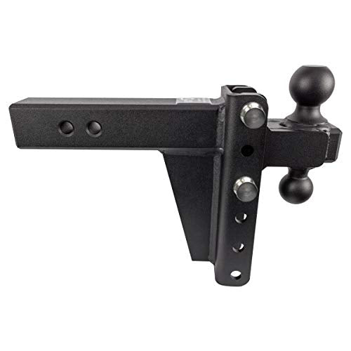 BulletProof Hitches 2.5" Adjustable Extreme Duty (36,000lb Rating) 6" Drop/Rise Trailer Hitch with 2" and 2 5/16" Dual Ball (Black Textured Powder Coat, Solid Steel)