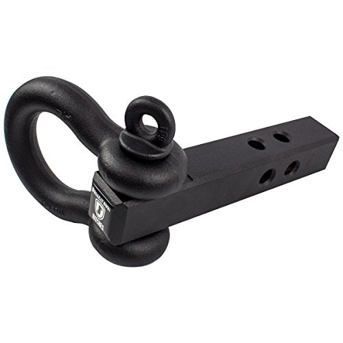 BulletProof Hitches 2.0" Extreme Duty Receiver Shackle (30,000lb. Rating) with D-Ring/Clevis (Black Textured Powder Coat, Solid Steel)
