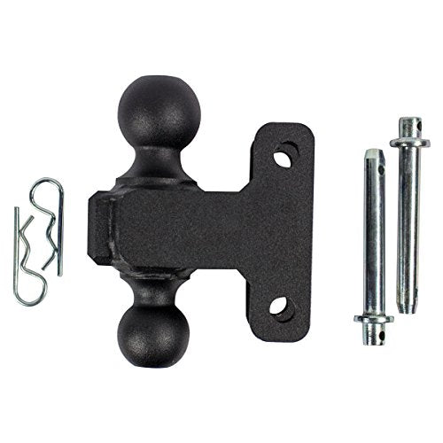 BulletProof Hitches 2.0" Adjustable Heavy Duty (22,000lb Rating) 8" Drop/Rise Trailer Hitch with 2" and 2 5/16" Dual Ball (Black Textured Powder Coat, Solid Steel)