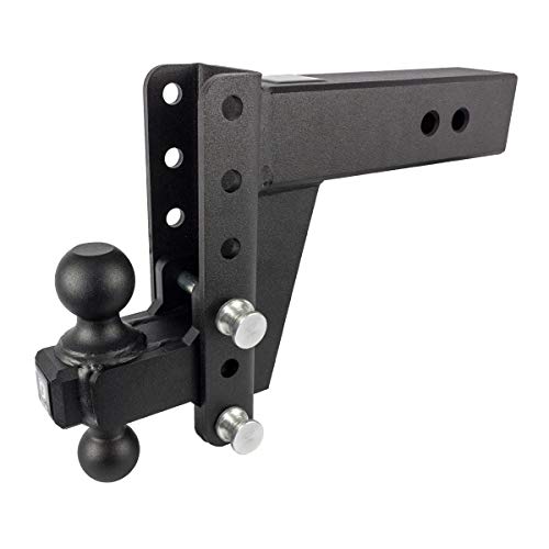 BulletProof Hitches 3.0" Adjustable Heavy Duty (22,000lb Rating) 6" Drop/Rise Trailer Hitch with 2" and 2 5/16" Dual Ball (Black Textured Powder Coat, Solid Steel)