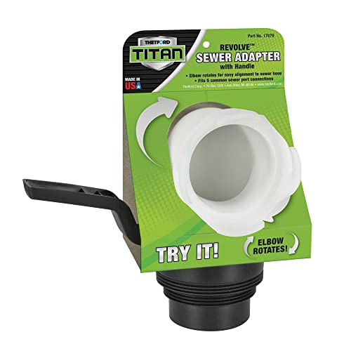 Thetford Titan Revolve - Universal RV Sewer Hose Adapter with Handle for Dump Stations 17879