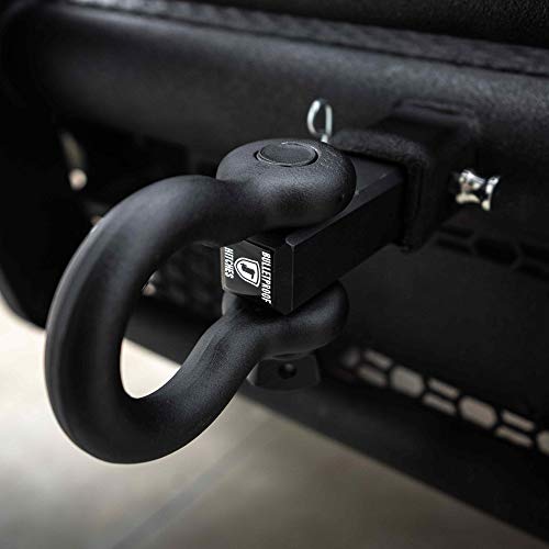BulletProof Hitches 2.0" Extreme Duty Receiver Shackle (30,000lb. Rating) with D-Ring/Clevis (Black Textured Powder Coat, Solid Steel)