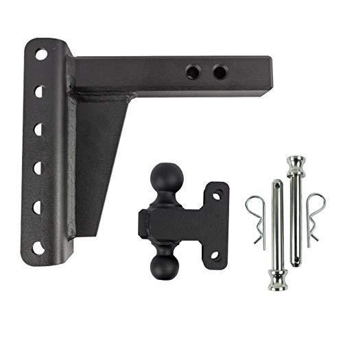 BulletProof Hitches 2.0" Adjustable Extreme Duty (30,000lb Rating) 6" Drop/Rise Trailer Hitch with 2" and 2 5/16" Dual Ball (Black Textured Powder Coat, Solid Steel)