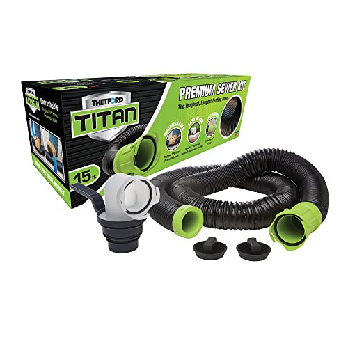 Titan 17853 15ft 15-Foot Premium RV Sewer Hose Kit-Thetford-17853, Black/Green