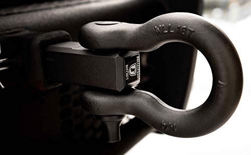 BulletProof Hitches 2.0" Extreme Duty Receiver Shackle (30,000lb. Rating) with D-Ring/Clevis (Black Textured Powder Coat, Solid Steel)