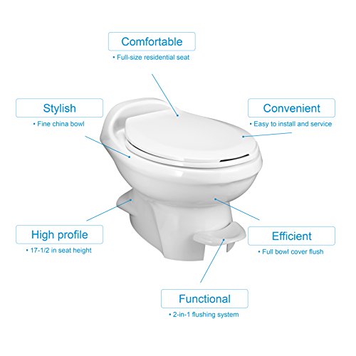 Aqua Magic Style Plus RV Toilet with Water Saver / Low Profile / White - Thetford 34434