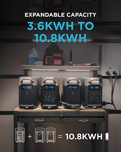 EF ECOFLOW DELTA Pro Portable Home Battery(LiFePO4), 3.6KWh Expandable Portable Power Station, Huge 3600W AC Output, Solar Generator (Solar Panel Not Included) For Home Backup, RV, Travel, Outdoor Camping