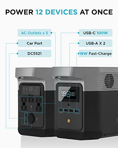 EF ECOFLOW Portable Power Station Delta Mini, 882Wh Solar Generator (Solar Panel Not Included) with 5 x 1400W AC Outlets, Lithium Battery for Outdoor Power, Emergency Home Use Camping RV/Van