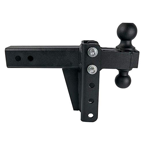 BulletProof Hitches 2.5" Adjustable Medium Duty (14,000lb Rating) 4" Drop/Rise Trailer Hitch with 2" and 2 5/16" Dual Ball (Black Textured Powder Coat)