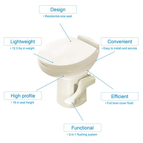 Aqua-Magic Residence Water Saver High Profile, Bone RV Toilet - Thetford 42175