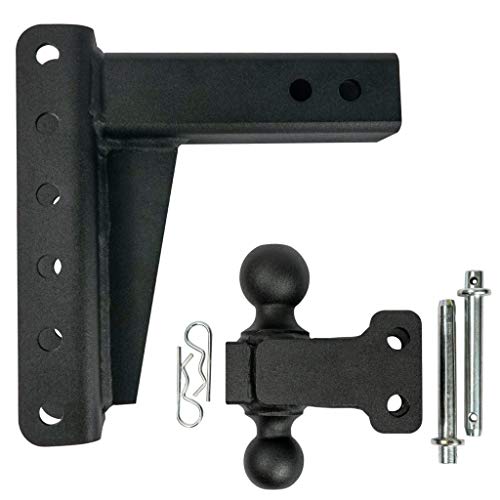 BulletProof Hitches 2.5" Adjustable Medium Duty (14,000lb Rating) 6" Drop/Rise Trailer Hitch with 2" and 2 5/16" Dual Ball (Black Textured Powder Coat)