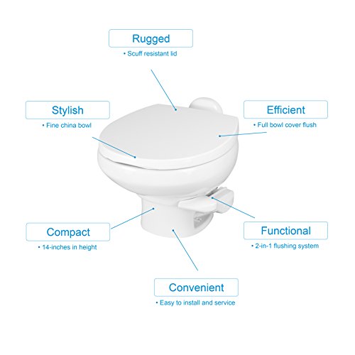 Aqua Magic Style II RV Toilet / Low Profile / White - Thetford 42059