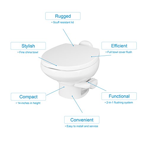 Aqua Magic Style II RV Toilet with Hand Sprayer / Low Profile / White - Thetford 42061