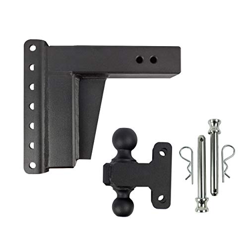 BulletProof Hitches 3.0" Adjustable Extreme Duty (36,000lb Rating) 8" Drop/Rise Trailer Hitch with 2" and 2 5/16" Dual Ball (Black Textured Powder Coat, Solid Steel)