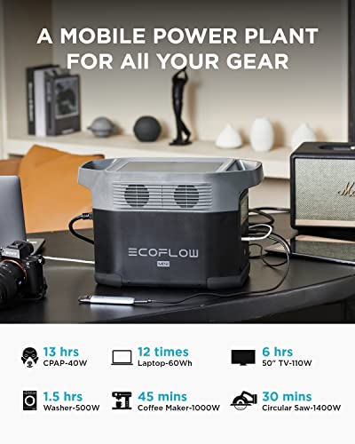 EF ECOFLOW Portable Power Station Delta Mini, 882Wh Solar Generator (Solar Panel Not Included) with 5 x 1400W AC Outlets, Lithium Battery for Outdoor Power, Emergency Home Use Camping RV/Van