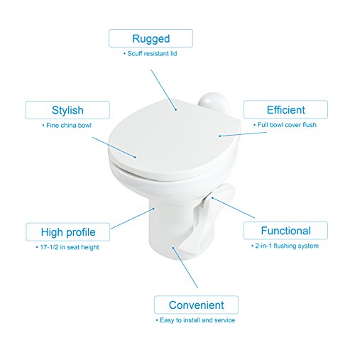 Thetford 42058 Aqua-Magic Style II RV Toilet, White, High Profile