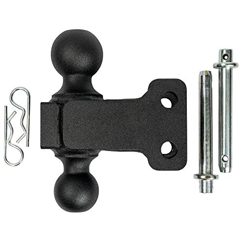 BulletProof Hitches 2.5" Adjustable Medium Duty (14,000lb Rating) 6" Drop/Rise Trailer Hitch with 2" and 2 5/16" Dual Ball (Black Textured Powder Coat)