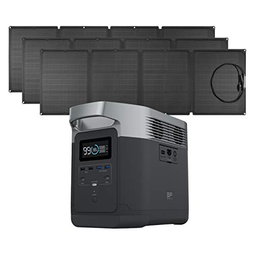 EF ECOFLOW EFDELTA 1260Wh Solar Generator with 3 110W Solar Panel , 6 1800W (3300W Surge) AC Outlets, Portable Power Station for Outdoors Camping RV Hunting Emergency