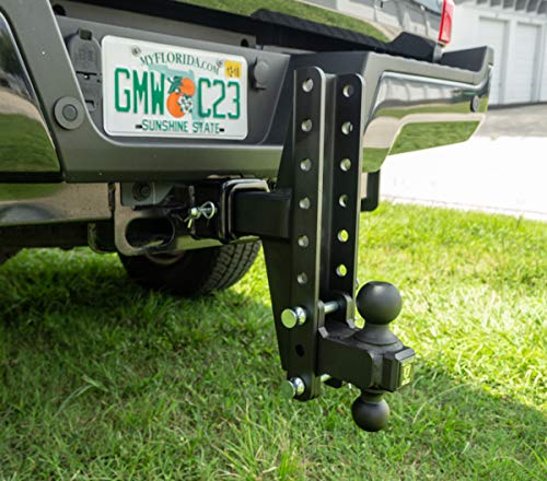 BulletProof Hitches 2.5" Adjustable Extreme Duty (36,000lb Rating) Offset 4" & 6" Drop/Rise Trailer Hitch with 2" and 2 5/16" Dual Ball (Black Textured Powder Coat, Solid Steel)