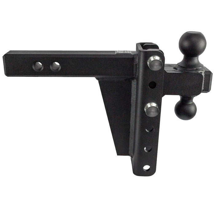 BulletProof Hitches 2.0" Adjustable Heavy Duty (22,000lb Rating) 12" Drop/Rise Trailer Hitch with 2" and 2 5/16" Dual Ball (Black Textured Powder Coat, Solid Steel)