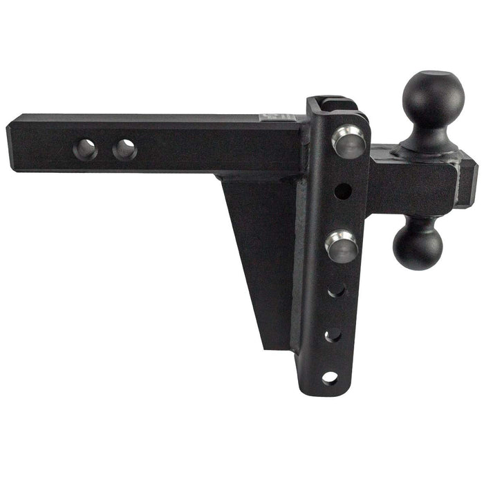 BulletProof Hitches 2.0" Adjustable Heavy Duty (22,000lb Rating) 16" Drop/Rise Trailer Hitch with 2" and 2 5/16" Dual Ball (Black Textured Powder Coat, Solid Steel)