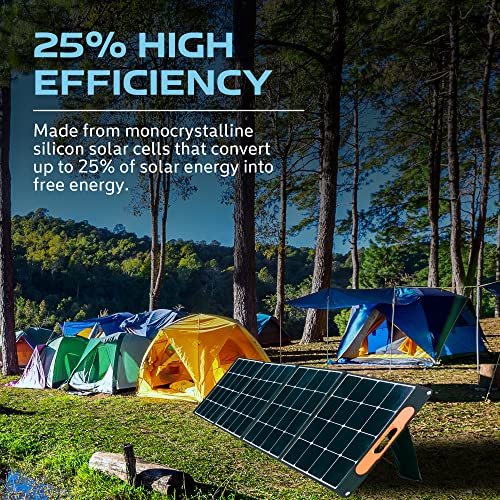 Tier 1 Solar 200 Watt Dual Voltage Portable Solar Panel (for 12V or 24V Batteries) with PWM Charge Controller + Most Common RV Connector Included, Foldable, Lightweight Solar Charger for RVs, Camping