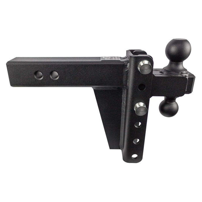 BulletProof Hitches 2.5" Adjustable Heavy Duty (22,000lb Rating) 8" Drop/Rise Trailer Hitch with 2" and 2 5/16" Dual Ball (Black Textured Powder Coat, Solid Steel)