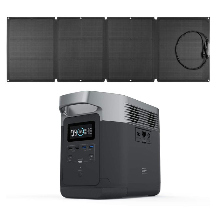 EF ECOFLOW EFDELTA 1260Wh Solar Generator with 110W Solar Panel , 6 X 1800W (3300W Surge) AC Outlets, Portable Power Station for Outdoors Camping RV Hunting Emergency