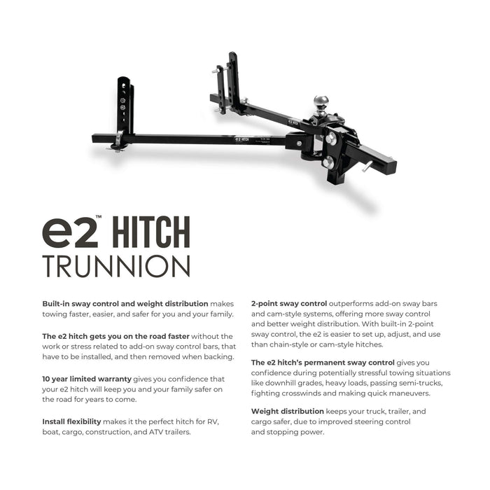 Fastway e2 2-Point Sway Control Trunnion Hitch, 92-00-1000, 10,000 Lbs Trailer Weight Rating, 1,000 Lbs Tongue Weight Rating, Weight Distribution Kit Includes Standard Hitch Shank, Ball NOT Included