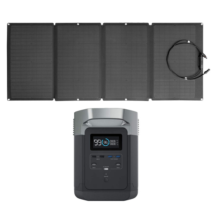 EF ECOFLOW EFDELTA Solar Generator 1260Wh with 160W Solar Panel, 6 X 1800W (3300W Surge) AC Outlets, Portable Power Station for Outdoors Camping RV