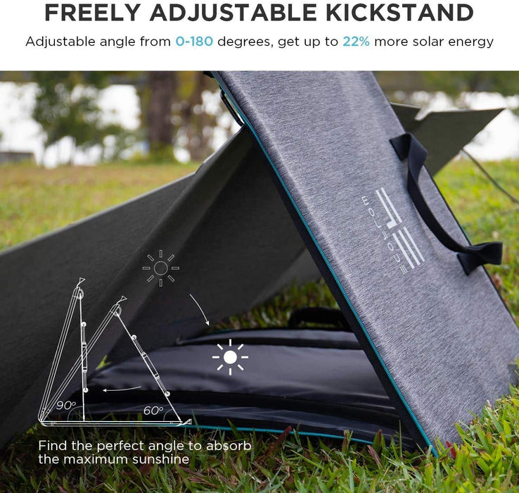 EF ECOFLOW 110 Watt Portable Solar Panel for Power Station, Foldable Solar Charger with Adjustable Kickstand, Waterproof IP67 for Outdoor Camping RV Off Grid System