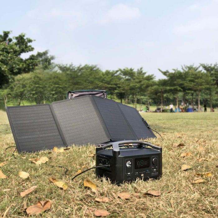 EF ECOFLOW Portable Power Station River 288Wh with 110W Solar Panel, 3 600W (Peak 1200W) AC Outlets, Solar Generator for Outdoors Camping RV Hunting Emergency
