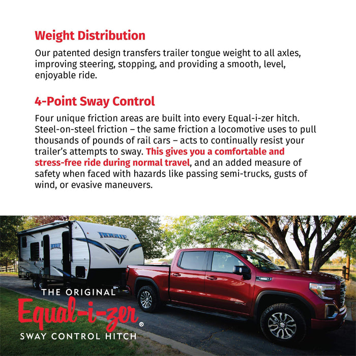 Equal-i-zer 4-point Sway Control Hitch, 90-00-1000, 10,000 Lbs Trailer Weight Rating, 1,000 Lbs Tongue Weight Rating, Weight Distribution Kit Includes Standard Hitch Shank, Ball NOT Included