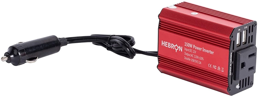 Hebron 150W Car Power Inverter - Portable 12V DC to 110V AC Charger