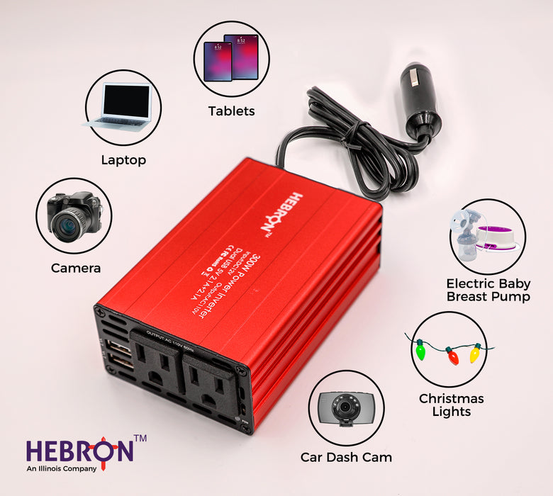 Hebron 150w Car Power Inverter – Portable 12V DC to 110V AC Charger –