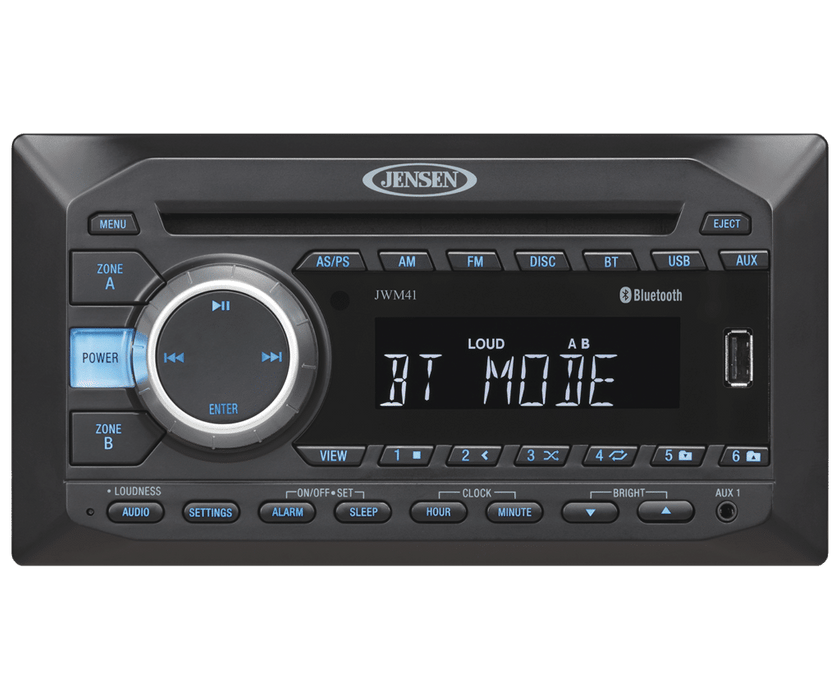 Jensen JWM41 2-Speaker Zones AM / FM | DVD | CD | USB | AUX | Bluetooth Wallmount Stereo